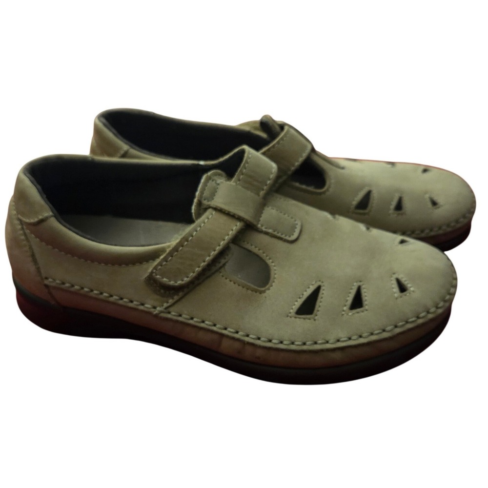 SAS Tripad Comfort Mary Jane Shoes Beige Nubuck Leather Womens 6M USA